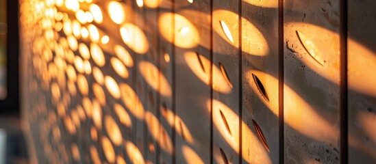 Poster - The modern wall vertical cutouts close-up backlight. with copy space image. Place for adding text or design