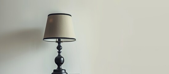 Poster - black vintage table lamp for photo against white background. with copy space image. Place for adding text or design