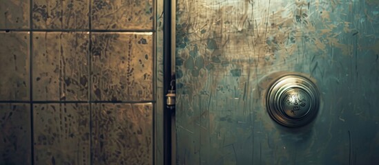 Poster - Metallic door knob in the toilet. with copy space image. Place for adding text or design