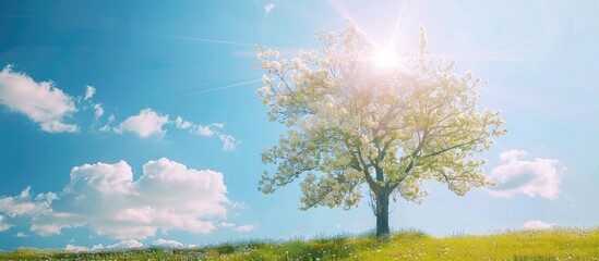Poster - Ornamental tree on a bright day. with copy space image. Place for adding text or design