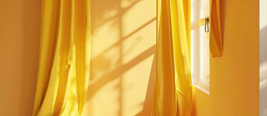 Poster - Hanging curtains with hooks. with copy space image. Place for adding text or design