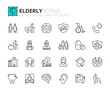© spiral media - Line icons about elderly. Pixel perfect 64x64 and editable stroke