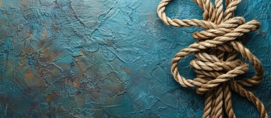 Poster - Tied ropes on color background. Unity concept. Copy space image. Place for adding text or design