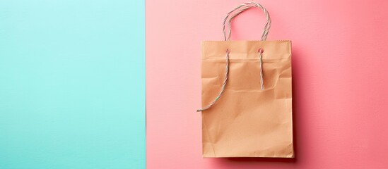 Aufkleber - Paper packet isolated on a pastel background Bag  Empty. with copy space image. Place for adding text or design