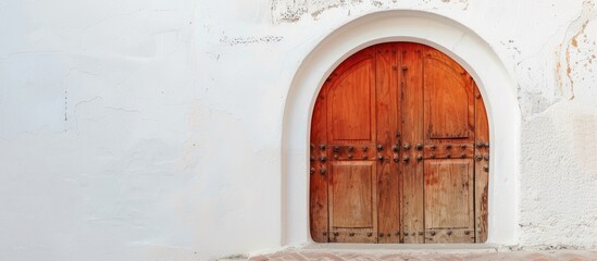 Poster - door design in the arch. closed doors in the arch of the house. with copy space image. Place for adding text or design