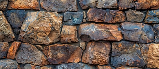 Aufkleber - A closeup shot of a brick and rock wall. with copy space image. Place for adding text or design