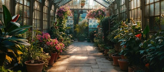 Wall Mural - the greenhouse in a italian garden . with copy space image. Place for adding text or design