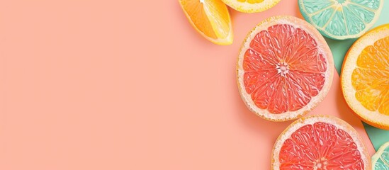 Fototapete - grapefruit and orange isolate background pastel background. with copy space image. Place for adding text or design