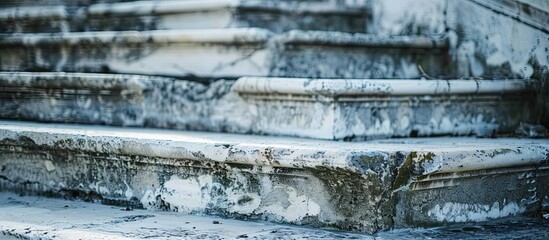 Poster - An old stone staircase. Marble steps of the staircase with traces of destruction from time. . with copy space image. Place for adding text or design