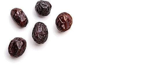 Leinwandbilder - Dried dates fruits isolated on white background. Clipping path. Copy space image. Place for adding text or design