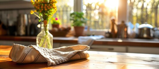 Aufkleber - napkin in kitchen . with copy space image. Place for adding text or design