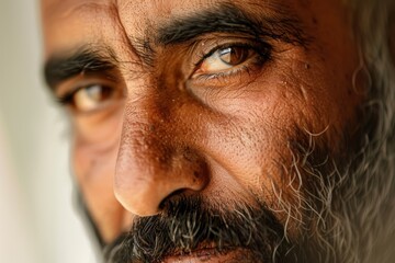 Canvas Print - Close-up of a Muslim man's face against a neutral background