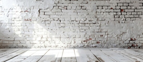 Sticker - White brick wall in the loft as a backdrop. with copy space image. Place for adding text or design