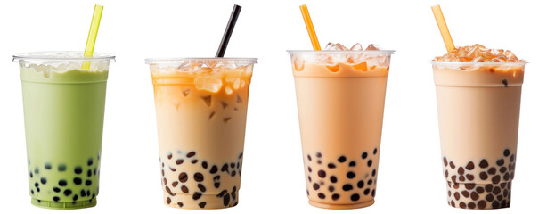 Sticker - PNG boba tea beverage  cut out element set