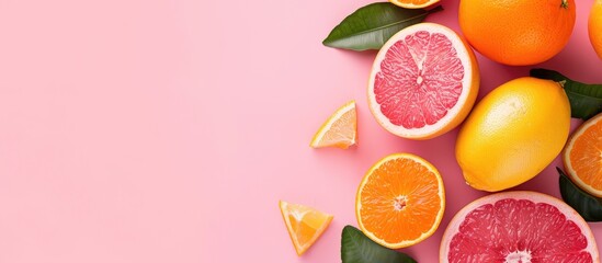 Fototapete - grapefruit and orange isolate background pastel background. with copy space image. Place for adding text or design