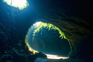 Wall Mural - cave with light passing through