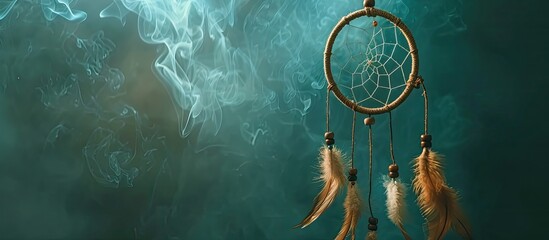 Poster - Dream catcher with natural stones. Decor on the wall. with copy space image. Place for adding text or design