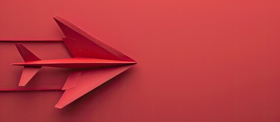 Poster - Red plane made of paper metaphor for rev up to business success. Copy space image. Place for adding text or design