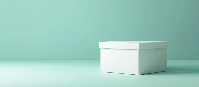 White cube box with top cover. High resolution  with clipping paths. pastel background. with copy space image. Place for adding text or design