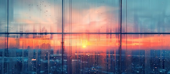 Poster - Halftone with lines of winter sunset through a windows. with copy space image. Place for adding text or design