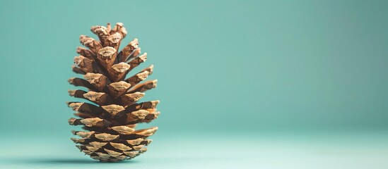 Poster - A pine cone on pastel background  Christmas  Design. with copy space image. Place for adding text or design