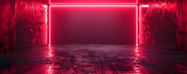 Wall Mural - Dramatic Neon Red Empty Background for Automotive Product Display or Concept Showcase