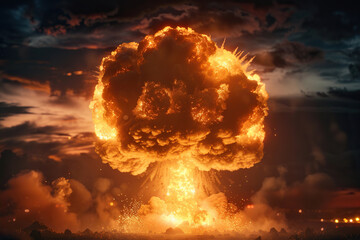 Sticker - Generative ai on theme of scary nuclear explosion in outdoor, mushroom cloud of nuclear weapons