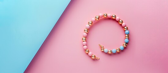 Poster - jewelry bracelet on pastel background  Isolated  Fashion. with copy space image. Place for adding text or design