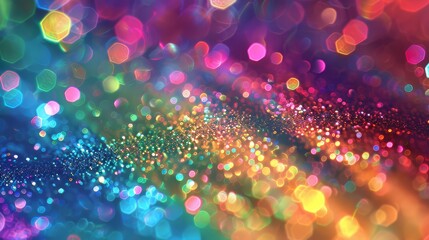 Wall Mural - Glittering rainbow backdrop featuring colorful, abstract bokeh lights