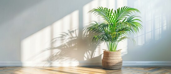 Leinwandbilder - Houseplant in a pot in bright room interior . with copy space image. Place for adding text or design