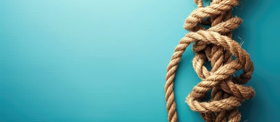 Poster - Tied ropes on color background. Unity concept. Copy space image. Place for adding text or design
