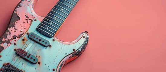 Poster - Old rusty whammy bar for electric guitar Isolated on pastel background. with copy space image. Place for adding text or design