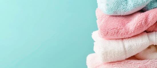 Poster - towels on the drying rack. Towel drying Background. with copy space image. Place for adding text or design