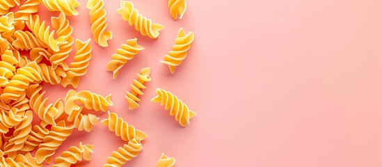 Aufkleber - macaroni pasta Isolated on pastel background, food. with copy space image. Place for adding text or design