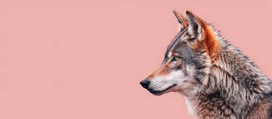 Poster - wolf Isolated on pastel background Wolf   Isolated  Nature. with copy space image. Place for adding text or design