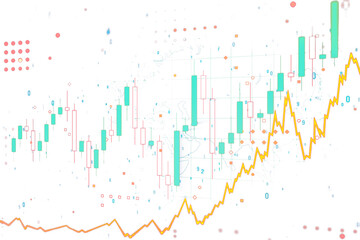 Poster - Abstract financial chart with candlestick patterns over an artistic background, concept of stock market analysis