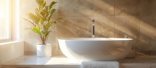Poster - Faucet and sink decoration in bathroom interior. with copy space image. Place for adding text or design
