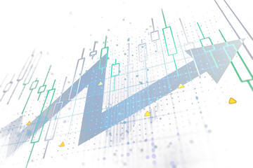 Poster - Abstract financial chart with upward arrow on a white background, denoting growth or success concept