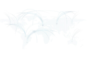 Poster - Abstract world map with connecting lines on a white background, visualizing global communication concept