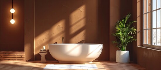 Leinwandbilder - Modern brown bathroom interior. with copy space image. Place for adding text or design