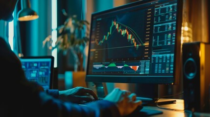 Aufkleber - A person using a desktop computer to monitor real-time gold futures prices and market fluctuations