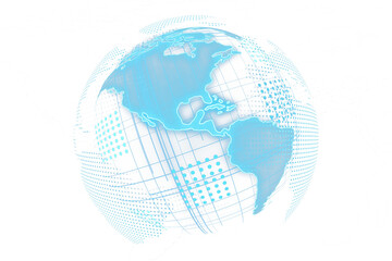Aufkleber - A digital illustration of a stylized globe focusing on the Americas with a dotted pattern on a white background, concept of global connectivity