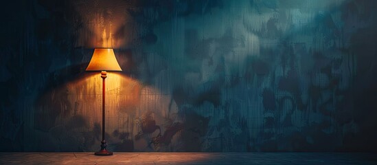 Aufkleber - Small lamp with brown light shine to the wall. Spot light concept. with copy space image. Place for adding text or design
