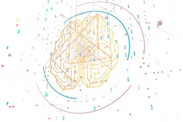 Poster - Abstract colorful digital connections on a white background, conveying technological concept