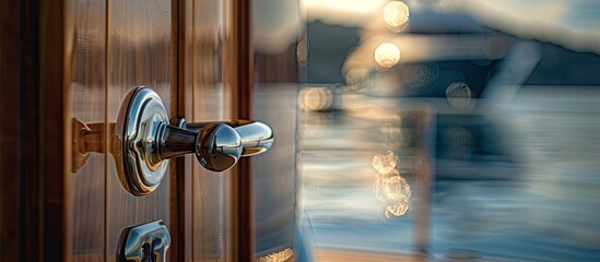Aufkleber - The door handle of luxury yacht. with copy space image. Place for adding text or design