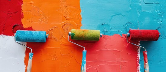 Poster - Painting the house. Paint Rollers. with copy space image. Place for adding text or design