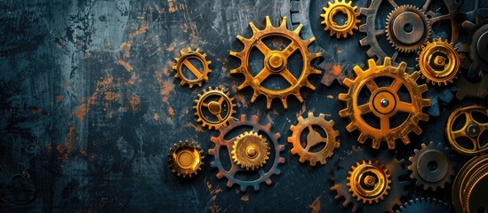 Poster - Risk Management concept on the gearwheels. Copy space image. Place for adding text or design