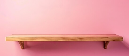 Aufkleber - Empty wood shelf on pink wall. with copy space image. Place for adding text or design