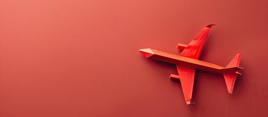 Poster - Red plane made of paper metaphor for rev up to business success. Copy space image. Place for adding text or design