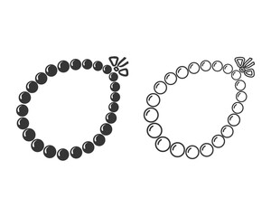 Beads necklace line icon flat vector